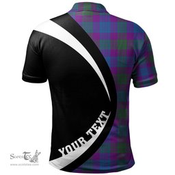 ScotsTee Shop Scottish Lang (Laing) Modern Clan Crest Personalized Tartan Polo Shirt Circle Style Back Shirt with Your Text