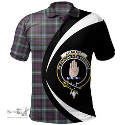 ScotsTee Shop Scottish Lamont (MacLamont) Weathered Clan Crest Personalized Tartan Polo Shirt Circle Style Back Shirt with Your Text