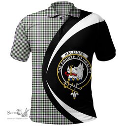 ScotsTee Shop Scottish Halliday (Holliday) Ancient Clan Crest Personalized Tartan Polo Shirt Circle Style Back Shirt with Your Text