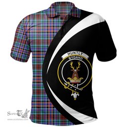 ScotsTee Shop Scottish Huntly Modern Clan Crest Personalized Tartan Polo Shirt Circle Style Back Shirt with Your Text