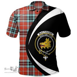 ScotsTee Shop Scottish MacTavish Weathered Clan Crest Personalized Tartan Polo Shirt Circle Style Back Shirt with Your Text