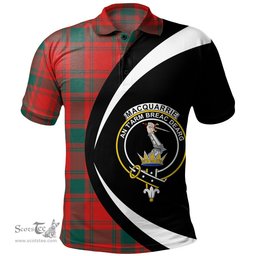 ScotsTee Shop Scottish MacQuarrie (MacGuarie) Modern Clan Crest Personalized Tartan Polo Shirt Circle Style Back Shirt with Your Text