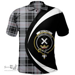 ScotsTee Shop Scottish Moffat Modern Clan Crest Personalized Tartan Polo Shirt Circle Style Back Shirt with Your Text