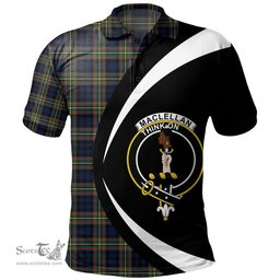 ScotsTee Shop Scottish MacLellan Modern Clan Crest Personalized Tartan Polo Shirt Circle Style Back Shirt with Your Text