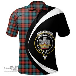 ScotsTee Shop Scottish MacLachlan Ancient Clan Crest Personalized Tartan Polo Shirt Circle Style Back Shirt with Your Text