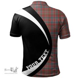 ScotsTee Shop Scottish MacDonald of Boisdale (Donald Boisdale) Weathered Clan Crest Personalized Tartan Polo Shirt Circle Style Back Shirt with Your Text