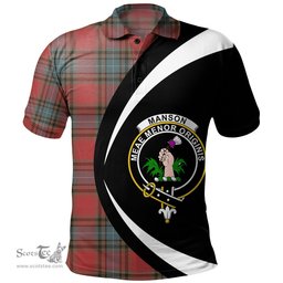 ScotsTee Shop Scottish Manson Weathered Clan Crest Personalized Tartan Polo Shirt Circle Style Back Shirt with Your Text