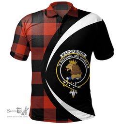 ScotsTee Shop Scottish MacGregor Rob Roy (Gregor Red & Black) Ancient Clan Crest Personalized Tartan Polo Shirt Circle Style Back Shirt with Your Text
