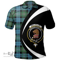 ScotsTee Shop Scottish Melville Ancient Clan Crest Personalized Tartan Polo Shirt Circle Style Back Shirt with Your Text