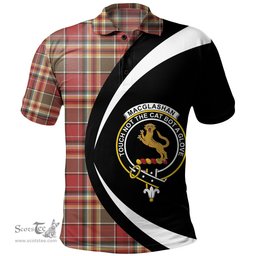 ScotsTee Shop Scottish MacGlashan Weathered Clan Crest Personalized Tartan Polo Shirt Circle Style Back Shirt with Your Text