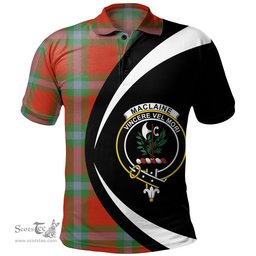 ScotsTee Shop Scottish MacLaine of LochBuie (Cockburn) (MacLaine of LochBuie) Ancient Clan Crest Personalized Tartan Polo Shirt Circle Style Back Shirt with Your Text