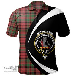 ScotsTee Shop Scottish MacBean of Tomatin (MacBain of Tomatin) Ancient Clan Crest Personalized Tartan Polo Shirt Circle Style Back Shirt with Your Text