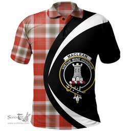 ScotsTee Shop Scottish MacLean of Duart Dress Red Ancient Clan Crest Personalized Tartan Polo Shirt Circle Style Back Shirt with Your Text