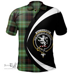 ScotsTee Shop Scottish MacDiarmid Ancient Clan Crest Personalized Tartan Polo Shirt Circle Style Back Shirt with Your Text