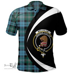 ScotsTee Shop Scottish Melville Modern Clan Crest Personalized Tartan Polo Shirt Circle Style Back Shirt with Your Text