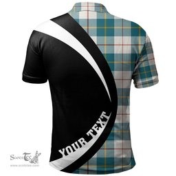 ScotsTee Shop Scottish MacRae of Conchra Ancient Clan Crest Personalized Tartan Polo Shirt Circle Style Back Shirt with Your Text