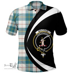 ScotsTee Shop Scottish MacRae of Conchra Ancient Clan Crest Personalized Tartan Polo Shirt Circle Style Back Shirt with Your Text