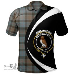 ScotsTee Shop Scottish MacTaggart Weathered Clan Crest Personalized Tartan Polo Shirt Circle Style Back Shirt with Your Text