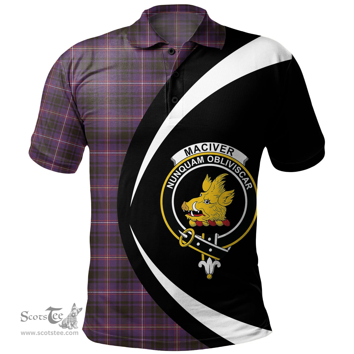 ScotsTee Shop Scottish MacIver of Strome Weathered Clan Crest Personalized Tartan Polo Shirt Circle Style Back Shirt with Your Text