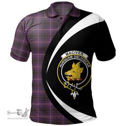 ScotsTee Shop Scottish MacIver of Strome Weathered Clan Crest Personalized Tartan Polo Shirt Circle Style Back Shirt with Your Text