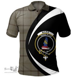 ScotsTee Shop Scottish Marr Weathered Clan Crest Personalized Tartan Polo Shirt Circle Style Back Shirt with Your Text