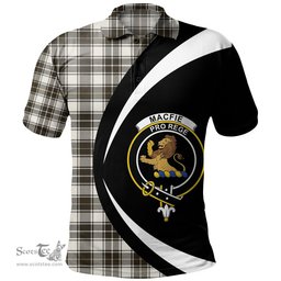 ScotsTee Shop Scottish MacFie of Colonsay Dress (MacPhee of Colonsay Dress) Weathered Clan Crest Personalized Tartan Polo Shirt Circle Style Back Shirt with Your Text