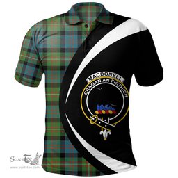 ScotsTee Shop Scottish MacDonell of Glengarry Ancient Clan Crest Personalized Tartan Polo Shirt Circle Style Back Shirt with Your Text