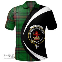 ScotsTee Shop Scottish Lundin Clan Crest Personalized Tartan Polo Shirt Circle Style Back Shirt with Your Text