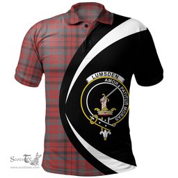 ScotsTee Shop Scottish Lumsden of Kintore Weathered Clan Crest Personalized Tartan Polo Shirt Circle Style Back Shirt with Your Text