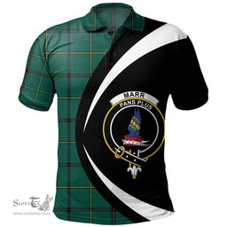 ScotsTee Shop Scottish Marr Modern Clan Crest Personalized Tartan Polo Shirt Circle Style Back Shirt with Your Text