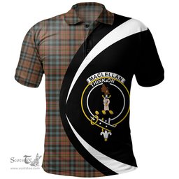 ScotsTee Shop Scottish MacLellan Weathered Clan Crest Personalized Tartan Polo Shirt Circle Style Back Shirt with Your Text