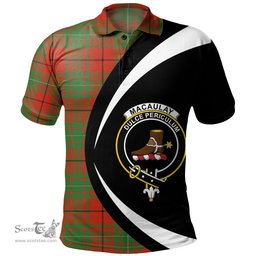 ScotsTee Shop Scottish MacAulay Ancient Clan Crest Personalized Tartan Polo Shirt Circle Style Back Shirt with Your Text
