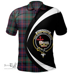 ScotsTee Shop Scottish MacDonald (Donald) Modern Clan Crest Personalized Tartan Polo Shirt Circle Style Back Shirt with Your Text