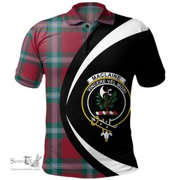 ScotsTee Shop Scottish MacLaine of LochBuie (Cockburn) (MacLaine of LochBuie) Modern Clan Crest Personalized Tartan Polo Shirt Circle Style Back Shirt with Your Text