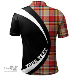 ScotsTee Shop Scottish MacGlashan Modern Clan Crest Personalized Tartan Polo Shirt Circle Style Back Shirt with Your Text