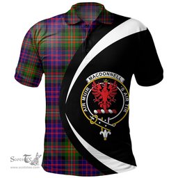 ScotsTee Shop Scottish MacDonnell Clan Crest Personalized Tartan Polo Shirt Circle Style Back Shirt with Your Text