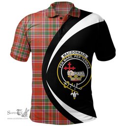 ScotsTee Shop Scottish MacDonald of Lochmaddy (Donald of Loch Mhaddy) Anceint Clan Crest Personalized Tartan Polo Shirt Circle Style Back Shirt with Your Text