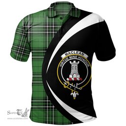ScotsTee Shop Scottish MacLean of Duart Hunting (Vestiarium Scoticum) Ancient Clan Crest Personalized Tartan Polo Shirt Circle Style Back Shirt with Your Text
