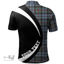 ScotsTee Shop Scottish MacCorquodale Weathered Clan Crest Personalized Tartan Polo Shirt Circle Style Back Shirt with Your Text