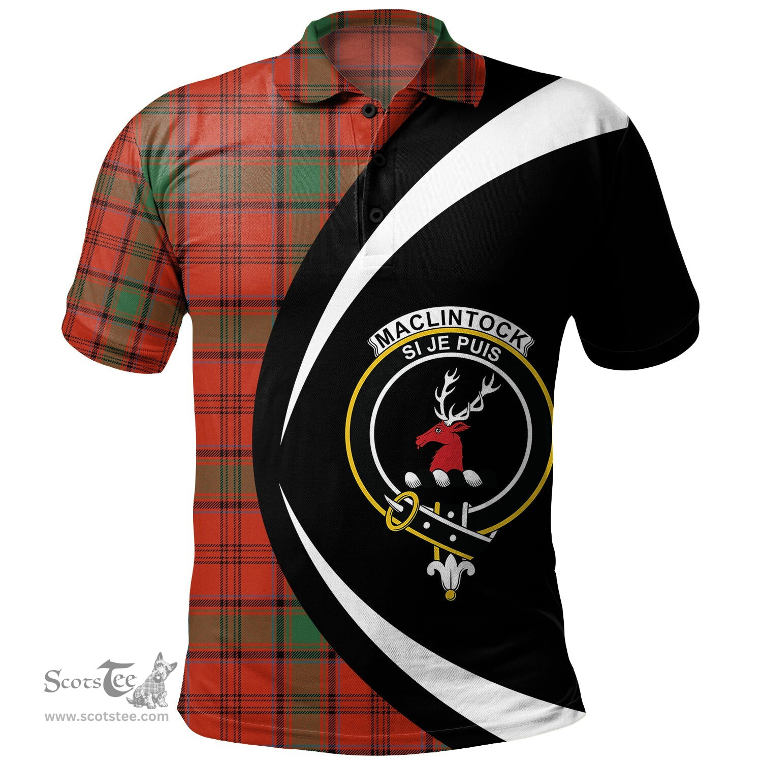 ScotsTee Shop Scottish MacLintock Ancient Clan Crest Personalized Tartan Polo Shirt Circle Style Back Shirt with Your Text