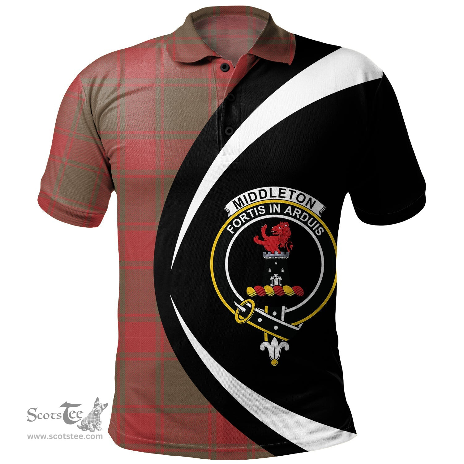 ScotsTee Shop Scottish Middleton Ancient Clan Crest Personalized Tartan Polo Shirt Circle Style Back Shirt with Your Text