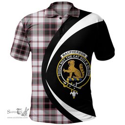 ScotsTee Shop Scottish MacPherson of Pitmain Ancient Clan Crest Personalized Tartan Polo Shirt Circle Style Back Shirt with Your Text