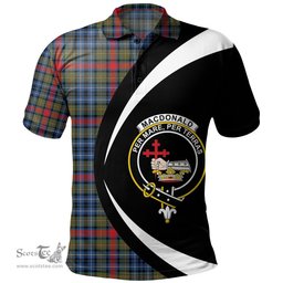ScotsTee Shop Scottish MacDonald of P.E. Island (Donald of P.E. Island) Modern Clan Crest Personalized Tartan Polo Shirt Circle Style Back Shirt with Your Text