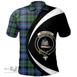 ScotsTee Shop Scottish MacNeil of Barra Old (MacNeill Old) Modern Clan Crest Personalized Tartan Polo Shirt Circle Style Back Shirt with Your Text