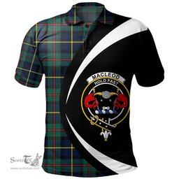 ScotsTee Shop Scottish MacLeod of Harris (MacLeod Hunting) Modern Clan Crest Personalized Tartan Polo Shirt Circle Style Back Shirt with Your Text