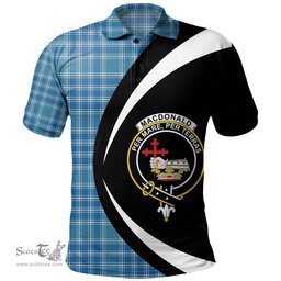 ScotsTee Shop Scottish MacDonald Lord of the Isles Hunting Blue (Donald Lord of the Isles Hunting Blue) Ancient Clan Crest Personalized Tartan Polo Shirt Circle Style Back Shirt with Your Text