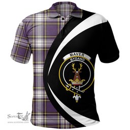 ScotsTee Shop Scottish Maver Dress Weathered Clan Crest Personalized Tartan Polo Shirt Circle Style Back Shirt with Your Text