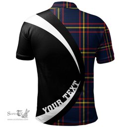 ScotsTee Shop Scottish MacLaine of LochBuie Hunting (MacLaine) Modern Clan Crest Personalized Tartan Polo Shirt Circle Style Back Shirt with Your Text