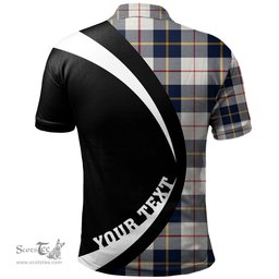 ScotsTee Shop Scottish MacRae of Conchra Modern Clan Crest Personalized Tartan Polo Shirt Circle Style Back Shirt with Your Text