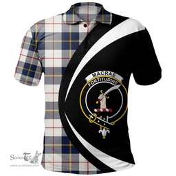 ScotsTee Shop Scottish MacRae of Conchra Modern Clan Crest Personalized Tartan Polo Shirt Circle Style Back Shirt with Your Text
